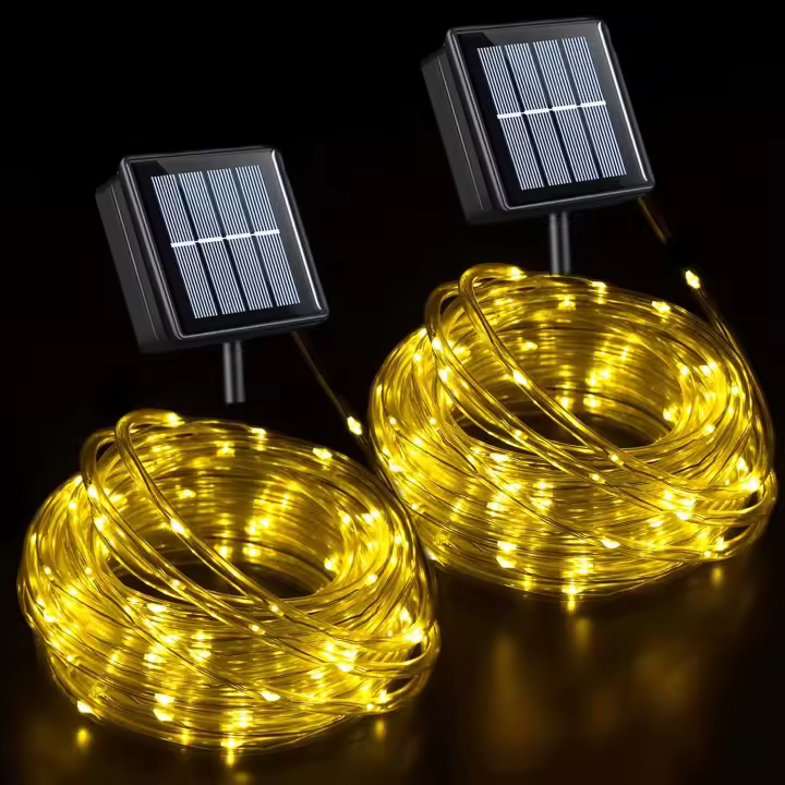 2pcs Luces De Cadena LED Solar En Tubo Con 8 Modos De Iluminación IP65 Guirnalda De Navidad Para Jardín Fiesta Boda Decoración De Árbol - 1