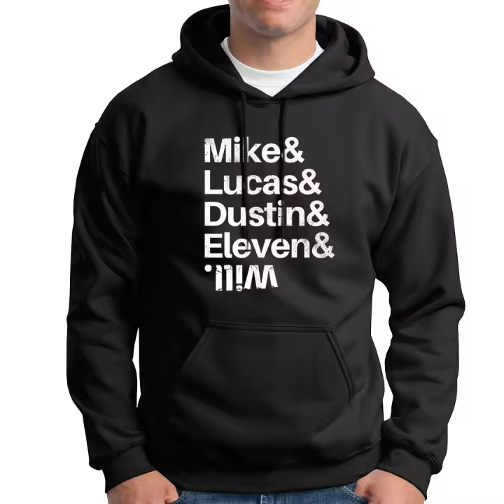Sudadera con capucha Stranger Things. Upside down. Hellfire Club. Eleven. Mike. Dustin. Lucas. Will. Max. Hopper. Varios colores. Todas las tallas. - 1