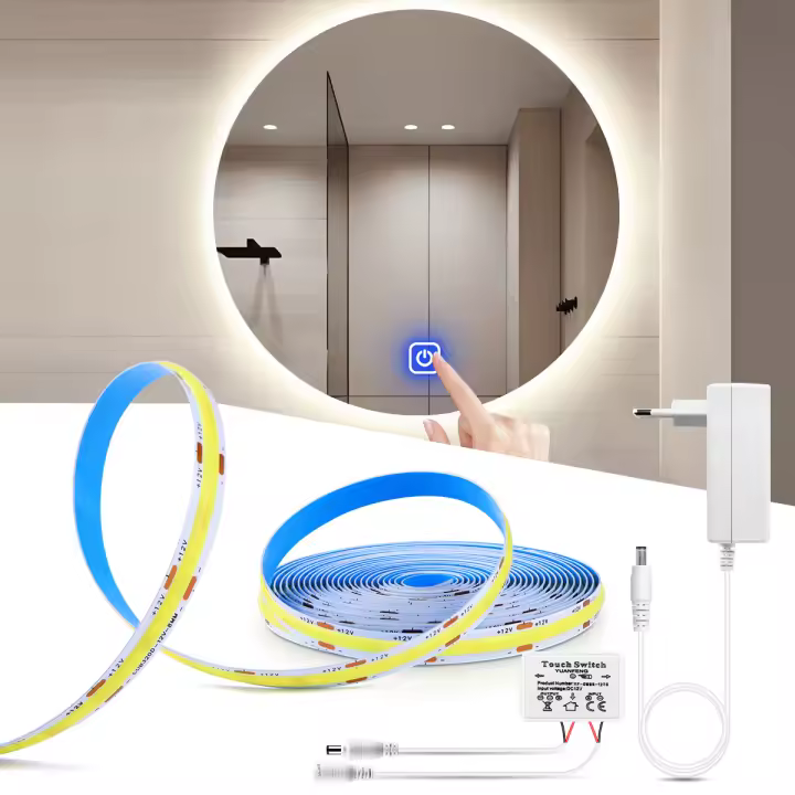 Espejo De Maquillaje Con Interruptor Táctil Luz LED COB Dimmable 12V Para Dormitorio Baño Mesa De Vestir Iluminación De Fondo - 1