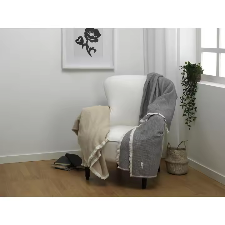 Manta Alexandra House Living Lares Gris Perla 125 x 180 cm - 1