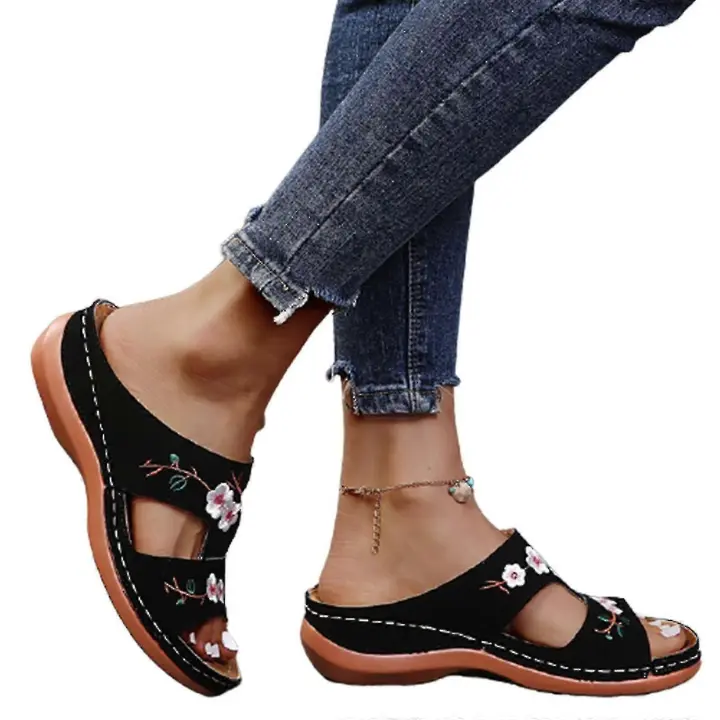Zapatos ortopédicos de las mujeres Punta Abierta Sandalias señoras Plataforma Zapatillas Verano Playa Goma suave Suela - 1