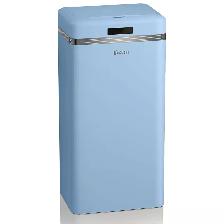 SWAN SWKA4500BLNEU Cubo Basura Cocina Sensor de Apertura Automática, Metálico, Capacidad 45 Litros, Diseño Vintage, , Azul - 1