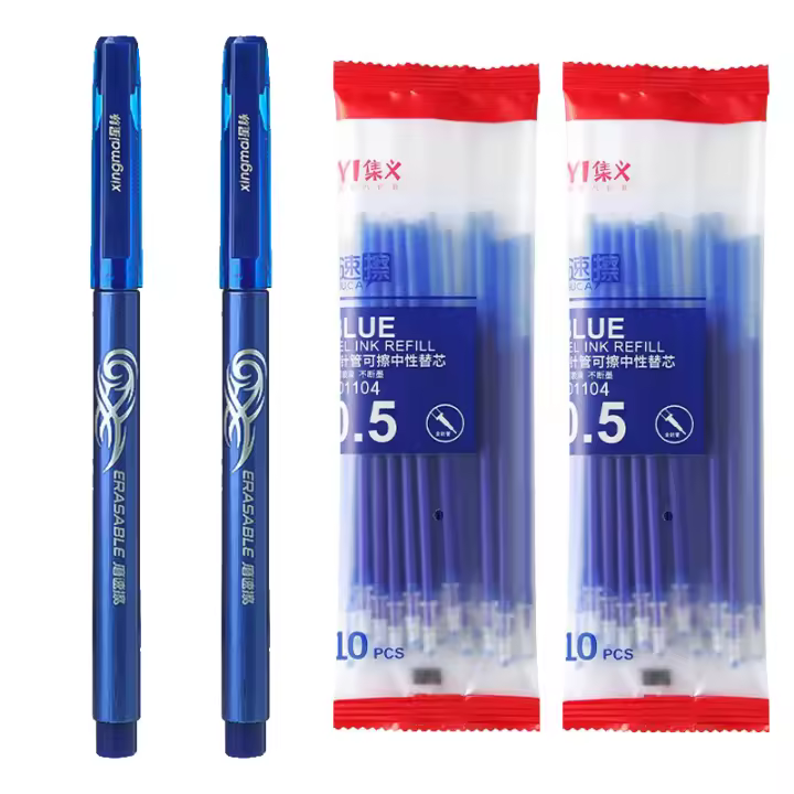 Set De Bolígrafos Gel Borrables 0.5mm Punto Fino Azul Negro Para Escritura Oficina Escolar Suministros De Papelería - 1