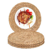 4pcs Tapetes De Lugar Redondos Tejidos De Rotura 30cm Naturales Resistentes Al Calor Hechos a Mano Para Mesa De Comedor Estilo Japonés - details 0