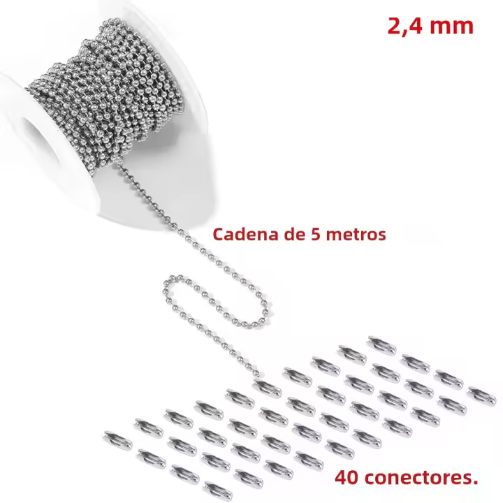 Cadena De Bolas De Acero Inoxidable De 5 Metros Con 40 Conectores Y Hebeleros Para Collares DIY Herramientas De Manualidades - 1