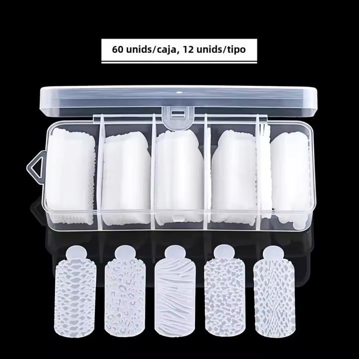 TP 60pcs Almohadillas De Silicona Reutilizables Para Manicura Francesa En Gel De Uñas Polímeras Sistema Duet Dual Form - 1