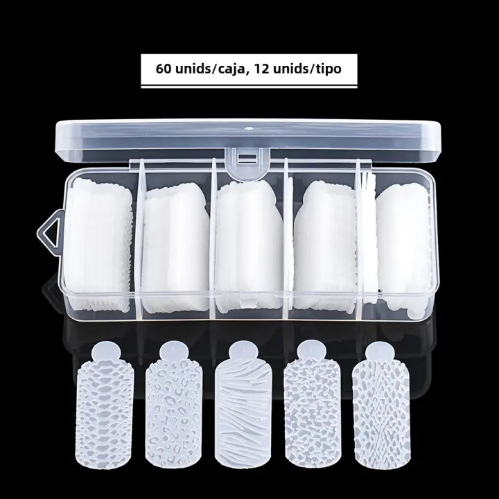 TP 60pcs Almohadillas De Silicona Reutilizables Para Manicura Francesa En Gel De Uñas Polímeras Sistema Duet Dual Form - 1