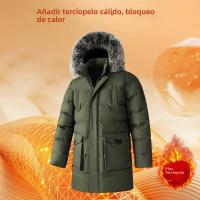 Chaqueta De Algodón Grande Para Hombre Con Collar De Piel Desmontable Abrigo Casual De Invierno Con Capucha Y Capucha Separable - details 2