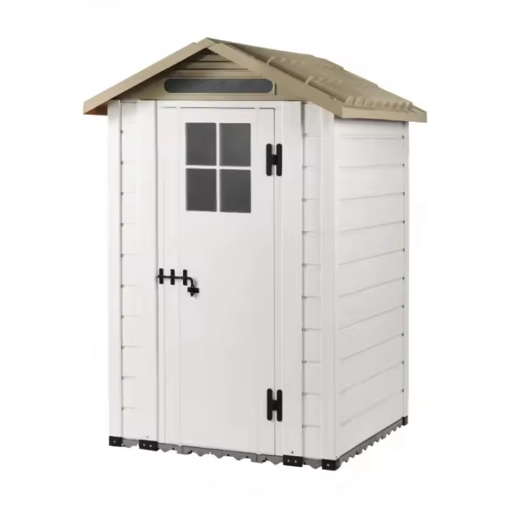 Resina Tuscany Evo 120 Casa de Jardín con 1 Puerta Central, Piso incluido, Color beige, 137x144x214H cm - 1
