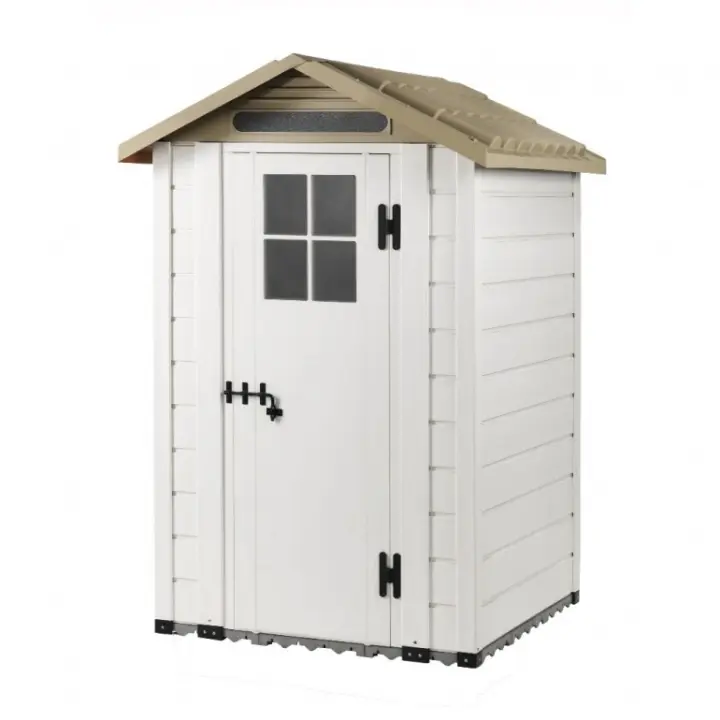 Resina Tuscany Evo 120 Casa de Jardín con 1 Puerta Central, Piso incluido, Color beige, 137x144x214H cm - 1