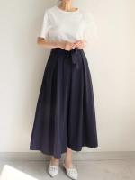 Falda Midi A-Line Elegante De Cintura Alta Para Mujer REALEFT Con Bolsillos Estilo Coreano Casual Suelta Y Solidaria Con Cinturón - details 26
