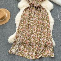 Vestido Bohemio De Verano Para Mujer Estampado Floral Vintage V-Neck A-Line Midi Con Abertura Elegante Ropa Casual Female - details 1