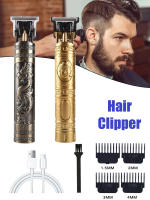 Cortadora De Pelo Vintage T9 Profesional Portátil Recargable Precisión Para Hombres Corte Seco Y Humedo Longitud Mínima 1.1-2 Mm Material De Hoja De Acero Inoxidable - details 0