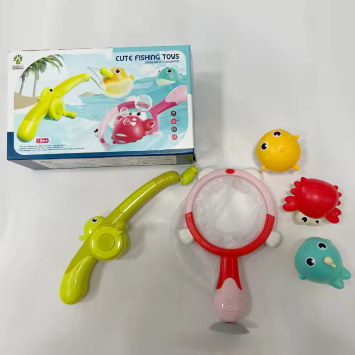Juego De Pesca Con Luz LED Magnética Para Bebés Y Niños Juguetes Flotantes Para Baño Con Caña De Pescar Regalo Para Niños - 1