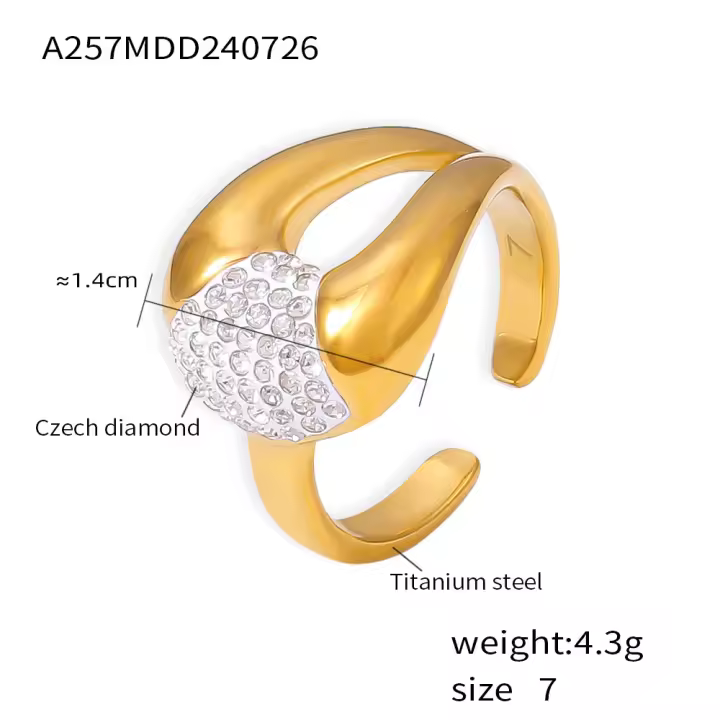 Anillo de Acero Inoxidable de Hoja de Arce 316L Joyería Impermeable de Diamante de Agua Dorado para Mujeres Estilo de Ocio de Lujo - 1