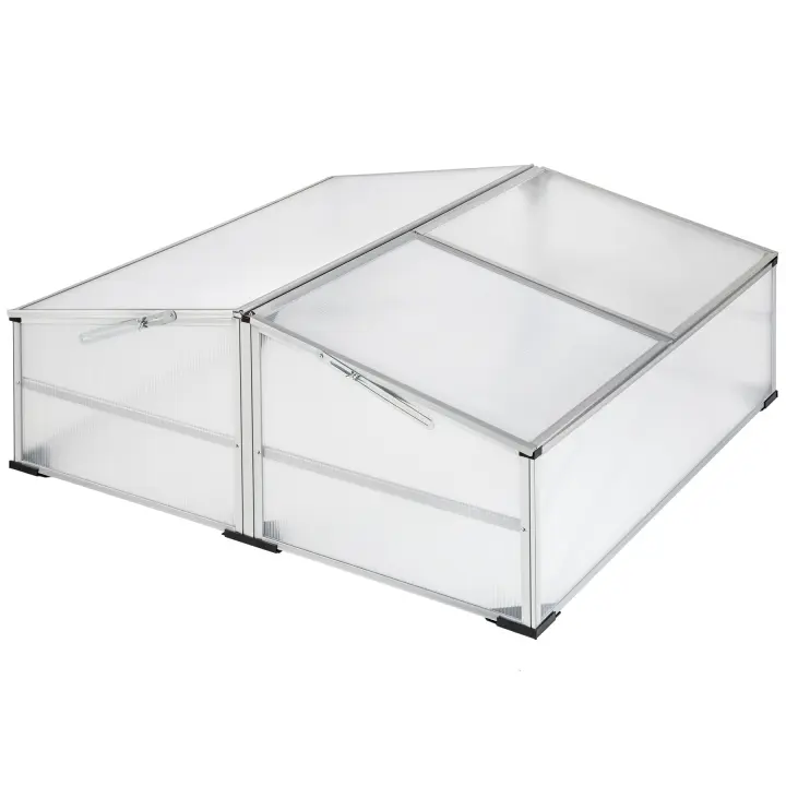 Tectake - Jardinera de protección de aluminio  Hojas de doble pared de 4 mm muy funcionales  Marco de aluminio de alta calidad  Buena ventilación gracias a su techo con cerradura - 1