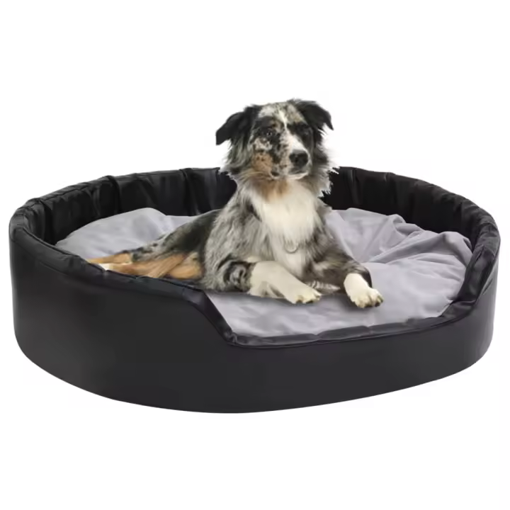 vidaXL Cama de Perro Felpa y Cuero Sintético 99x89x21cm Colchón Color Amarillo,  Gris oscuro,  Beige y mas - 1