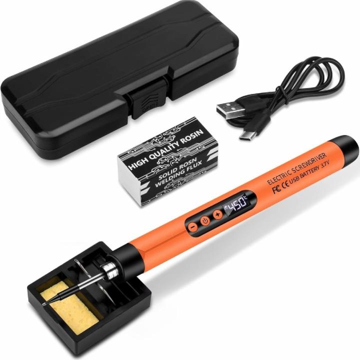 Kit Soldador Digital Portatil LCD con Batería 1000mAh Recargable USB-C, Temperatura ajustable 260ºC-430ºC + Accesorios Resina, Soporte, Estuche, Cable USB-C, Luz Trabajo