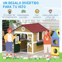Outsunny Casa de Jardín Infantil Casa de Madera para Niños con Puerta Ventanas Jardineras y Soportes de Flores 114x126,4x135 cm - details 6
