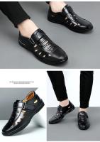 Sandalias De Verano Para Hombre En Cuero Genuino Transpirables Casuales Con Cierre Slip on Antideslizantes Hechas a Mano Sandalias Gladiador - details 13