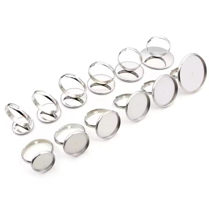 10pcs Base De Anillo Ajustable De Acero Inoxidable Sin Fades 12-25mm Para Cabochones De Vidrio Y Botones Encajes DIY Metal - 1