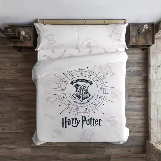 BL BELUM  Funda nórdica Harry Potter, Funda nórdica con botones 100% algodón modelo Dormiens Draco Blanco - Funda Nórdica Extrasuave - Funda Nórdica 100% Made in Spain - 1