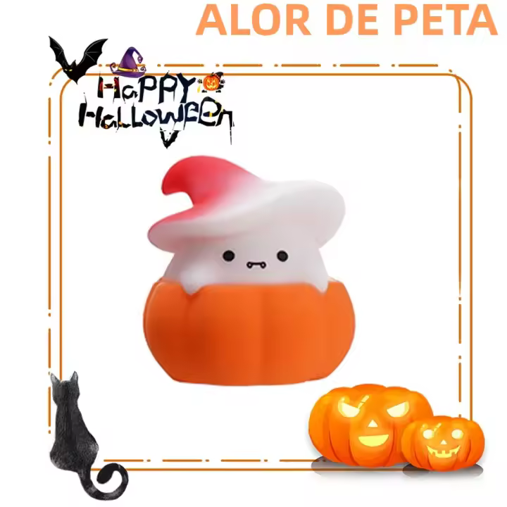 Lámpara De Silicona Suave Para Halloween Decoración De Ambiente De Habitación Fantasma Demonio Kiwi Bird Mago Luz Nocturna LED Recargable Forma De Calabaza - 1