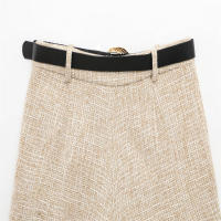 Conjunto De Vestido Y Shorts Asimétricos Para Mujer UNIZERA2025 Tweed Sin Mangas Cierre De Botones Con Cinturón Estilo Oficina Lady Verano - details 21