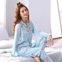Conjunto De Pijamas Para Mujer De Cuatro Estaciones Con Cuello En V Y Pantalones Largos Estampado a Cuadros Y Rayas 2 Piezas Ropa De Dormir Casual - details 8