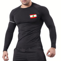 Camiseta De Compresión Con Estampado De Bandera Para Hombres Deportiva Secado Rápido Para Gimnasio Running Y Ejercicio - details 7