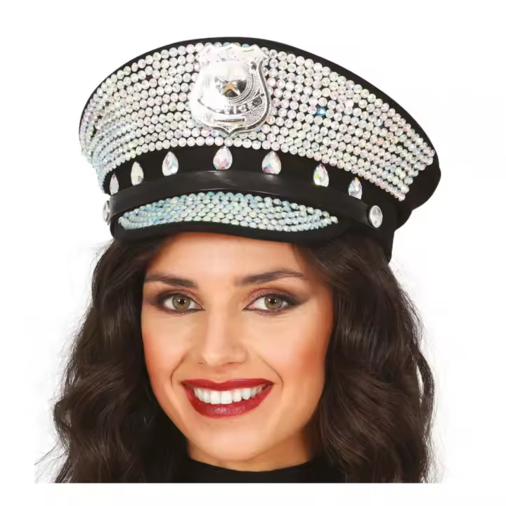Guirca Gorra de Policía con brillantes adulto - 1