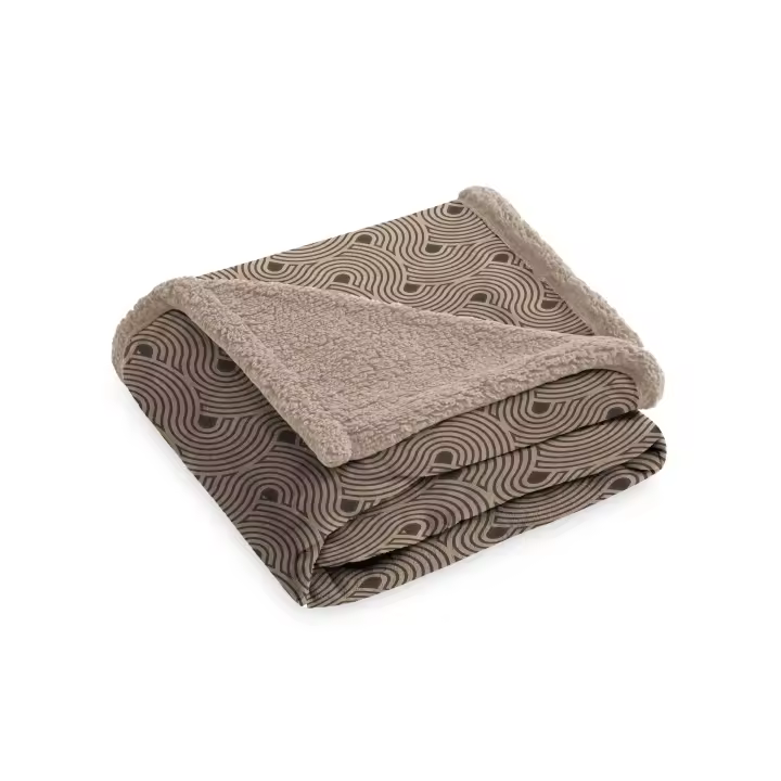 Manterol - Manta plaid de sofá de borreguito ondas chocolate. Tejido de sherpa extra suave, cálido y mullido, ideal para sofá o pie de cama. - 1