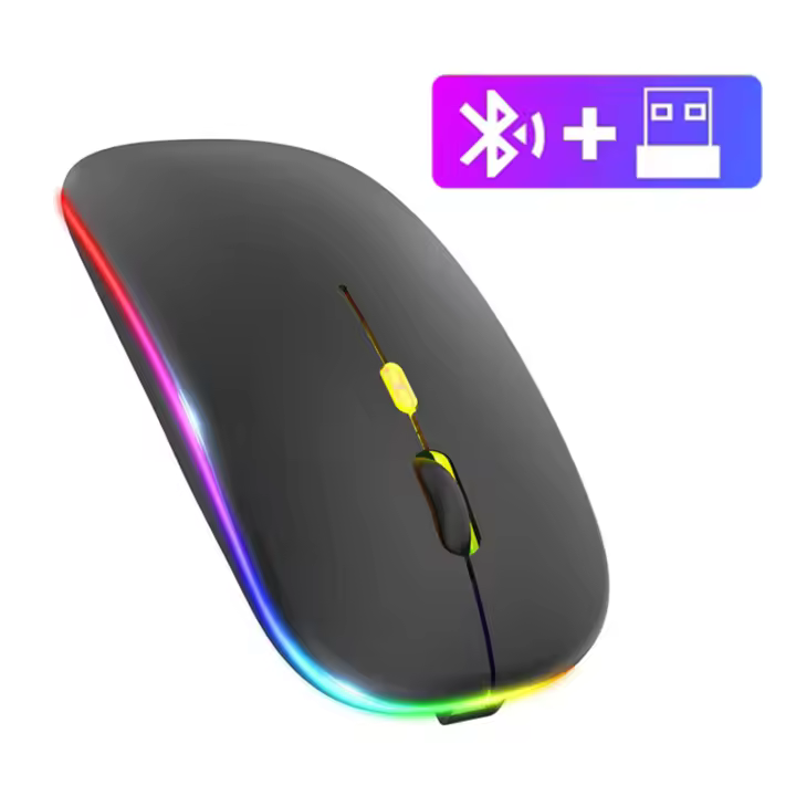 Ratón Inalámbrico Bluetooth 2.4Ghz Recargable Silencioso Con Iluminación LED USB Para Gaming 1600DPI Ratón Para PC Laptop - 1