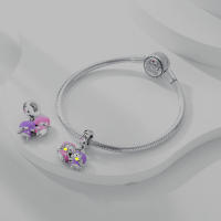Encantos De Cocodrilo Plateado En Plata Con Dibujo Colorido Encantos Colgantes Para Pulseras Y Collares Joyería DIY - details 164