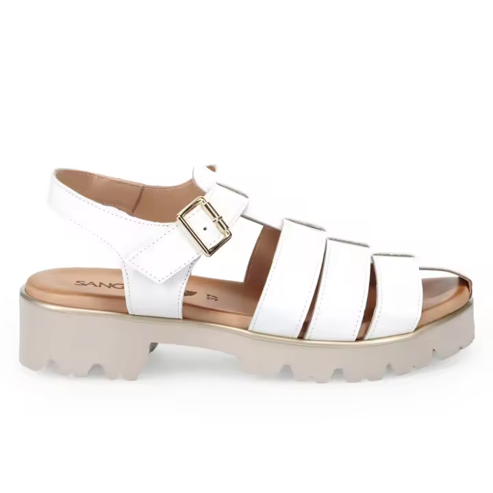 Sandalia Jaula para Mujer Sangiorgio en Piel Blanca con base suave 1082_NAPPA WHITE - 1