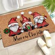 Felpudo de bienvenida de gnomo navideño, felpudo lavable de pelo bajo para interiores y exteriores, respaldo de goma antideslizante, felpudo absorbente para baño, felpudo para caravanas - details 3