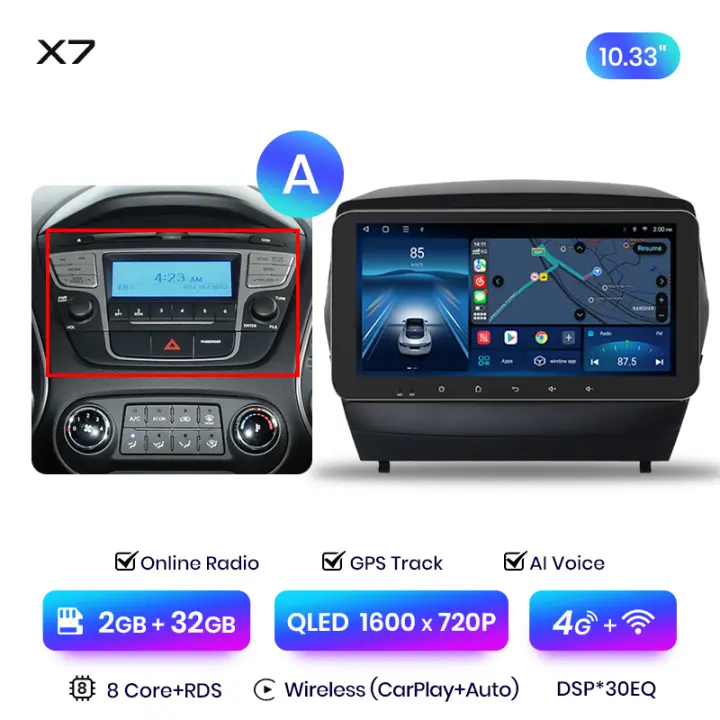 Junsun-reproductor Multimedia X7 MAX para coche Radio con Android CarPlay inalámbrico voz IA 2K 13.1 pulgadas para Hyundai Tucson 2 ix35 2009 2010 2011 2012 2013 2014 2015 - 1