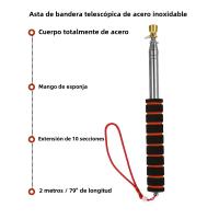 Bastón Telescópico De Acero Inoxidable Para Bandera 1.6/2/2.5/3M Manija Flexible Y Fuerte Para Guía Turística Y Enseñanza - details 2