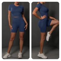 SSITO Nuevo conjunto de Pantalones cortos de manga cortos de Yoga de color sólido de melalgodón sin costura para correr, deportes y Fitness conjunto de Dos piezas - details 25