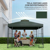 Outsunny Techo de Repuesto para Cenador 3x3 m Cubierta de Repuesto 370g/㎡ con Techo Doble con Mosquitera Protección UV 30+ Toldo de Recambio para Pabellón Gazebo - details 2