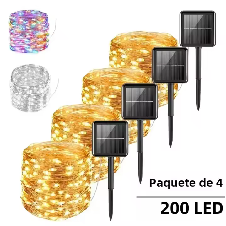 1Pack De Luces De Cadena Solar Con 50/100 LED Para Exteriores Impermeables Con 8 Modos Luz De Navidad Para Árbol Bodas Y Fiestas Decorativas - 1