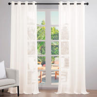 Vivid Torral - Pack 2 Visillos Confeccionados Translúcido Efecto Lino, Elegante, Decoración 140 x 260 cm (unidad) 8 Ojales/Argollas (Contiene 2 Unidades) - details 0