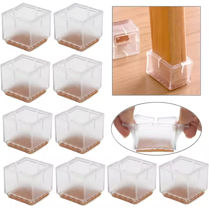 Protectores de pierna de silla de 16 piezas, parachoques de silla cuadrada, protectores de pierna de silla de silicona (42-48mm) - 1