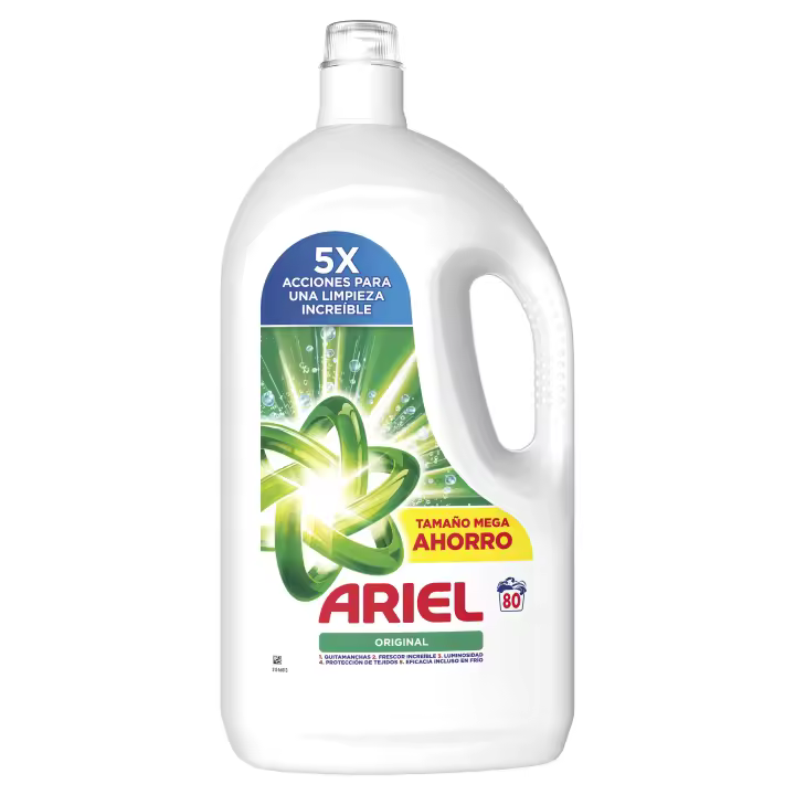 Ariel Original Detergente Líquido Para Lavadora, 80 Lavados, Limpieza Mejorada En Ciclos Fríos Con 5 Acciones Para Una Limpieza Extraordinaria - 1