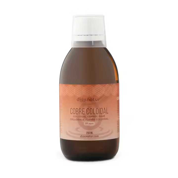 DIOXNATUR® Cobre Coloidal 250ml - Solución Líquida 20 ppm - 99,99% Pureza - 1