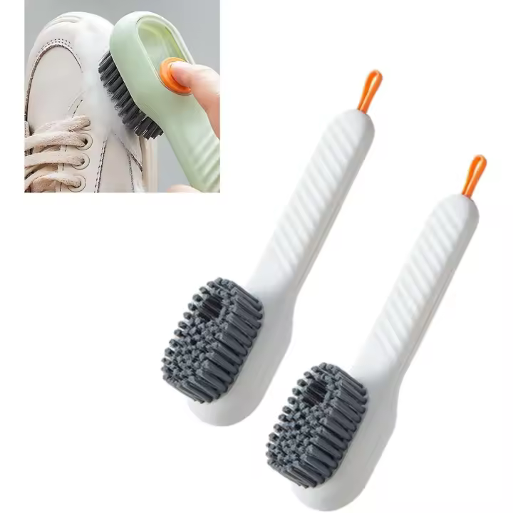 Cepillo de limpieza multifunción 2 en 1, cepillo de limpieza con dispensador de jabón, nuevo cepillo de limpieza 2024 con dispensador de jabón con gancho, para limpieza de ropa y zapatos - 1