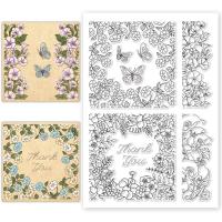 1pc Marcaje De Silicona Transparente Con Marco De Hojas Y Flores Para DIY Scrapbooking Y Creación De Tarjetas Stamps De Hojas Y Flores - details 0