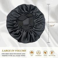 Banner - Gorro de Satén para Pelo Rizado con Banda Ancha Elástica para Mujeres y Niñas - Negro