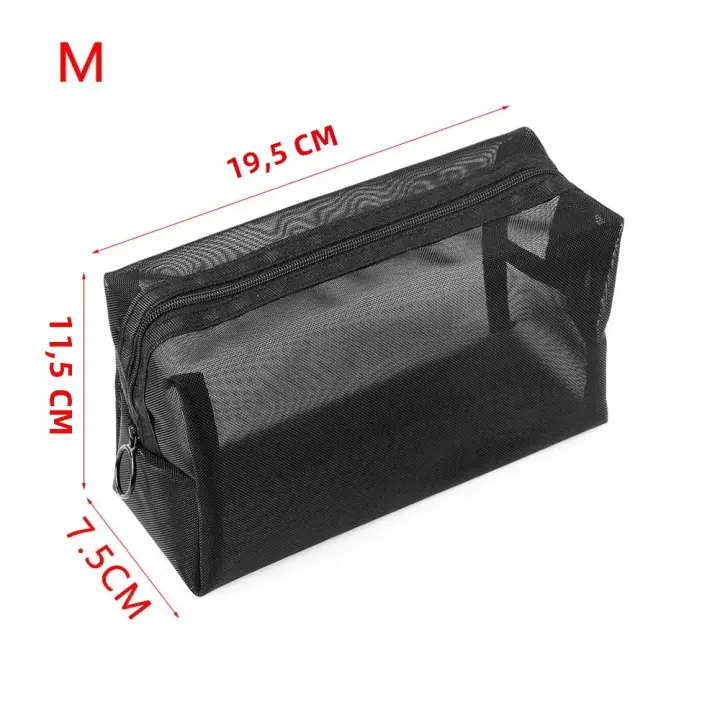 Bolsa De Maquillaje Para Viaje Negra Con Malla Y Cierre De Cremallera Organizador De Cosméticos Para Mujeres Bolsa De Lavado De Artículos De Higiene Personal - 1