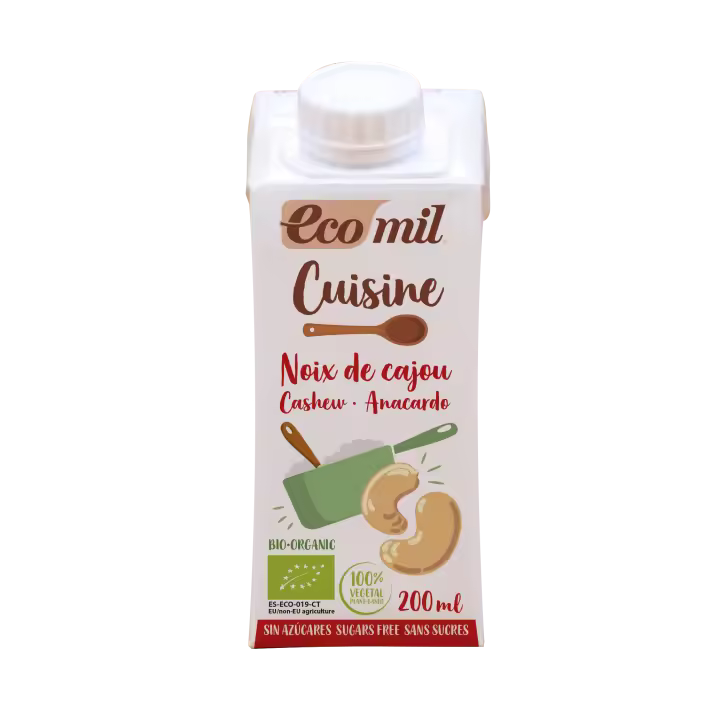 Pack 8x Nata ecológica para cocinar de Anacardos 200 ml. EcoMil Cuisine - 1